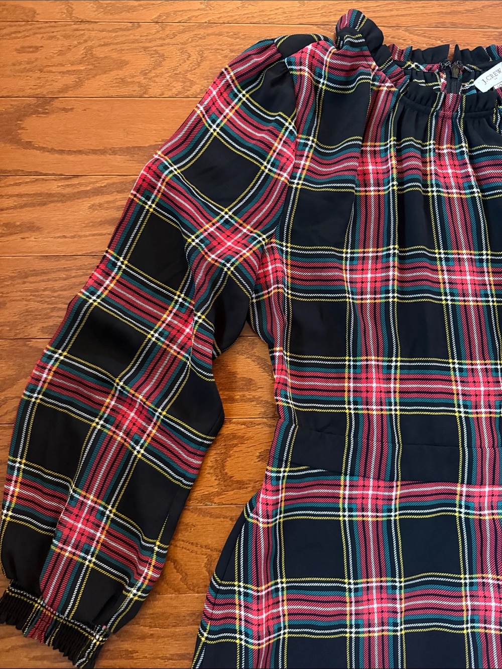 J. Crew Ruffleneck peasant dress plaid midi - Picture 5 of 7